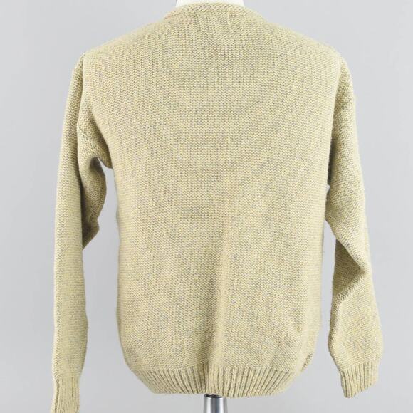 Vintage Chunky Knit Wool Blend Yellow Sweater, Men's Medium - Picture 9 of 10